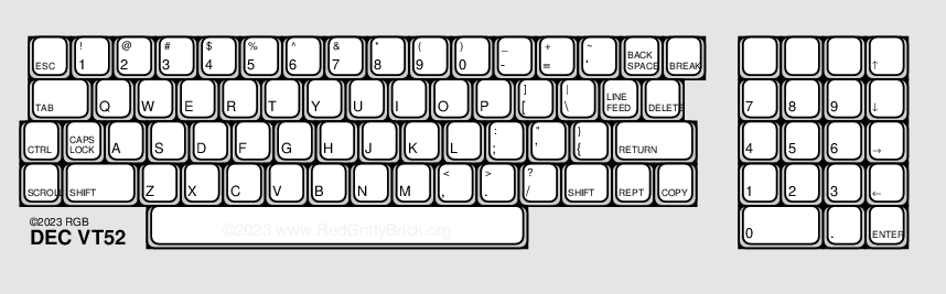 Diagram of 1974 VT52 keyboard layout